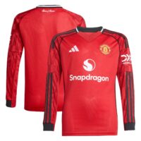 Manchester United adidas Home Replica Shirt 2025-26 - Kids - Long Sleeve