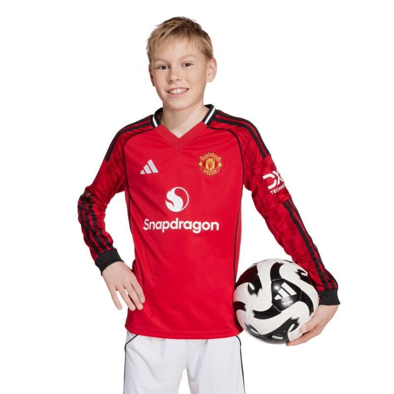 Manchester United adidas Home Replica Shirt 2025-26 - Kids - Long Sleeve