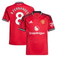Manchester United adidas Home Shirt 2025-26 - Kids with B. Fernandes 8 printing