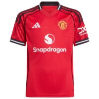 Manchester United adidas Home Shirt 2025-26 - Kids with Cunha 10 printing