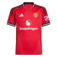 A2B image: manchester-united-adidas-home-shirt-2025-26-kids-with-mainoo-37-printing Manchester United adidas Home Shirt 2025-26 - Kids with Mainoo 37 printing