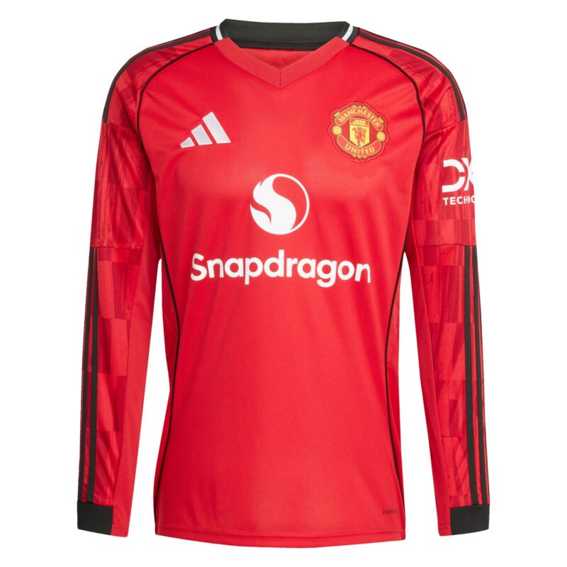 Manchester United adidas Home Shirt 2025-26 - Long Sleeve with B. Fernandes 8 printing