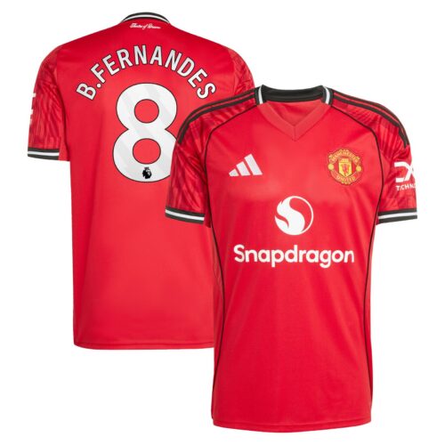 Manchester United adidas Home Shirt 2025-26 with B. Fernandes 8 printing