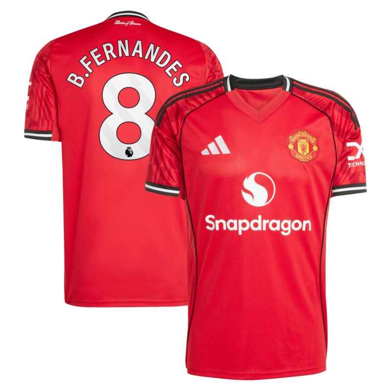 Manchester United adidas Home Shirt 2025-26 with B. Fernandes 8 printing