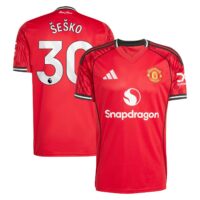 A2B image: manchester-united-adidas-home-shirt-2025-26-with-sesko-30-printing Manchester United adidas Home Shirt 2025-26 with Šeško 30 printing