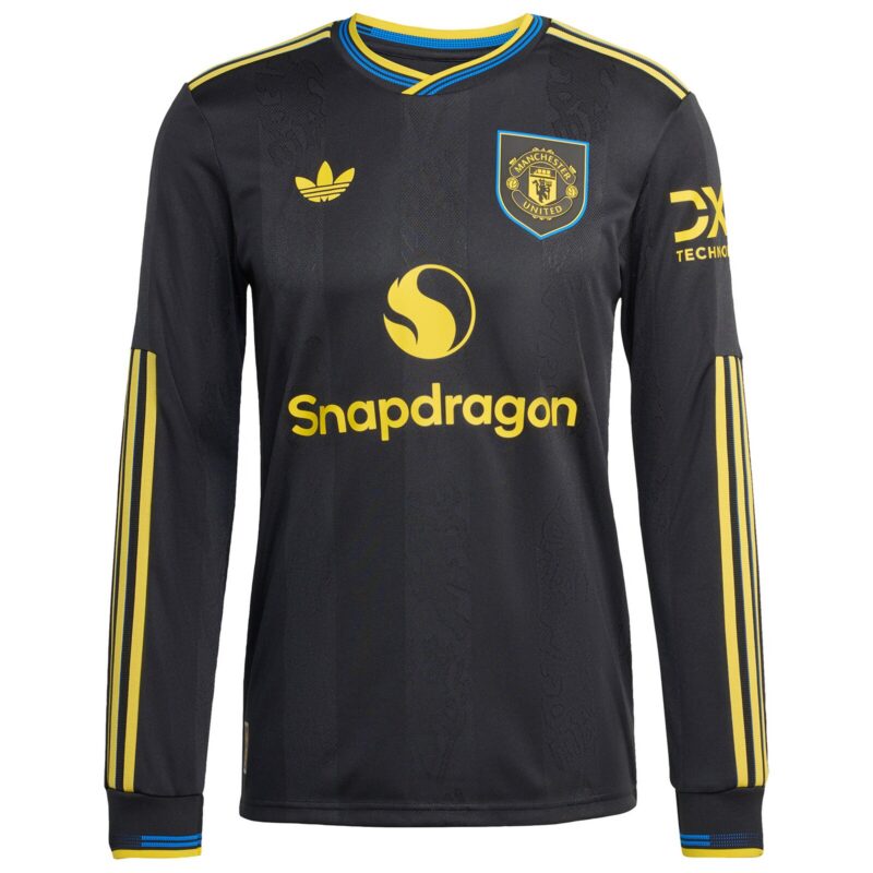 Manchester United adidas Third Authentic Shirt 2025-26 - Long sleeve with Cunha 10 printing