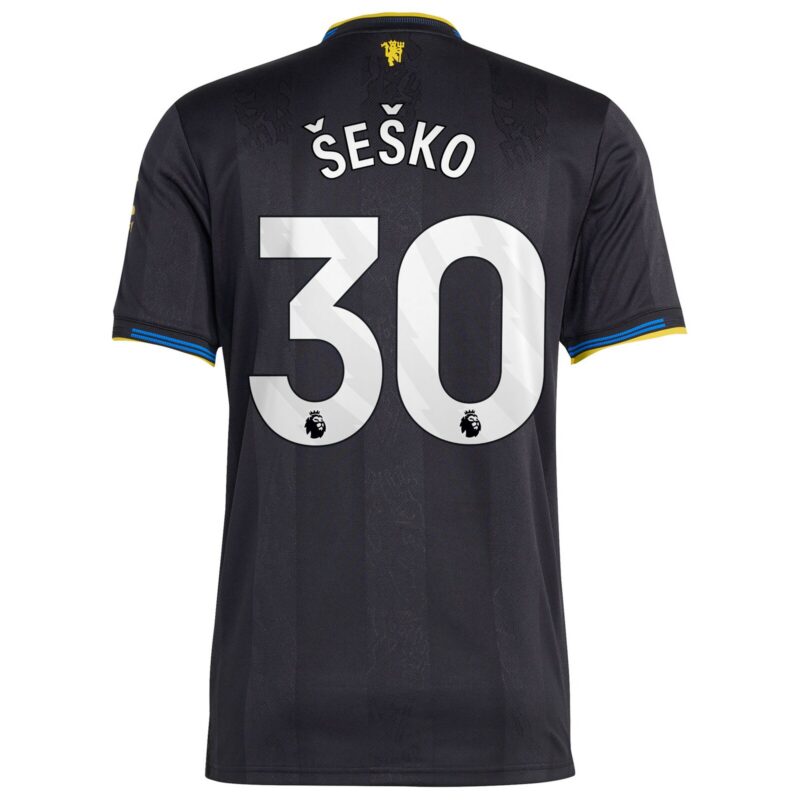 Manchester United adidas Third Authentic Shirt 2025-26 with Šeško 30 printing