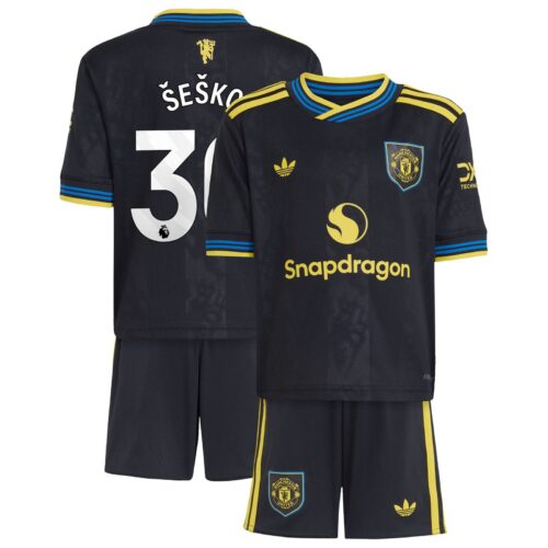 A2B image: manchester-united-adidas-third-minikit-2025-26-with-sesko-30-printing Manchester United adidas Third Minikit 2025-26 with Šeško 30 printing