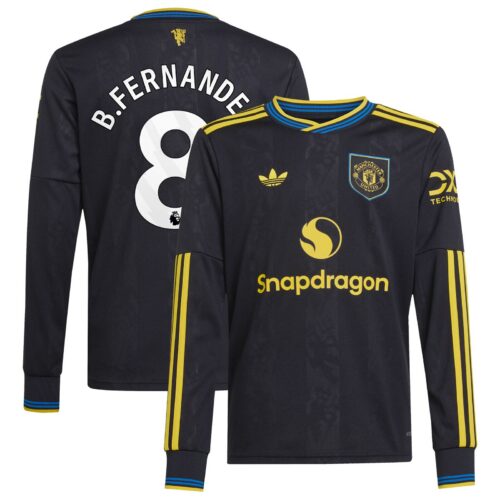 Manchester United adidas Third Shirt 2025-26 - Kids - Long Sleeve with B. Fernandes 8 printing