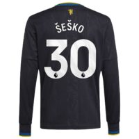 Manchester United adidas Third Shirt 2025-26 - Kids - Long Sleeve with Šeško 30 printing