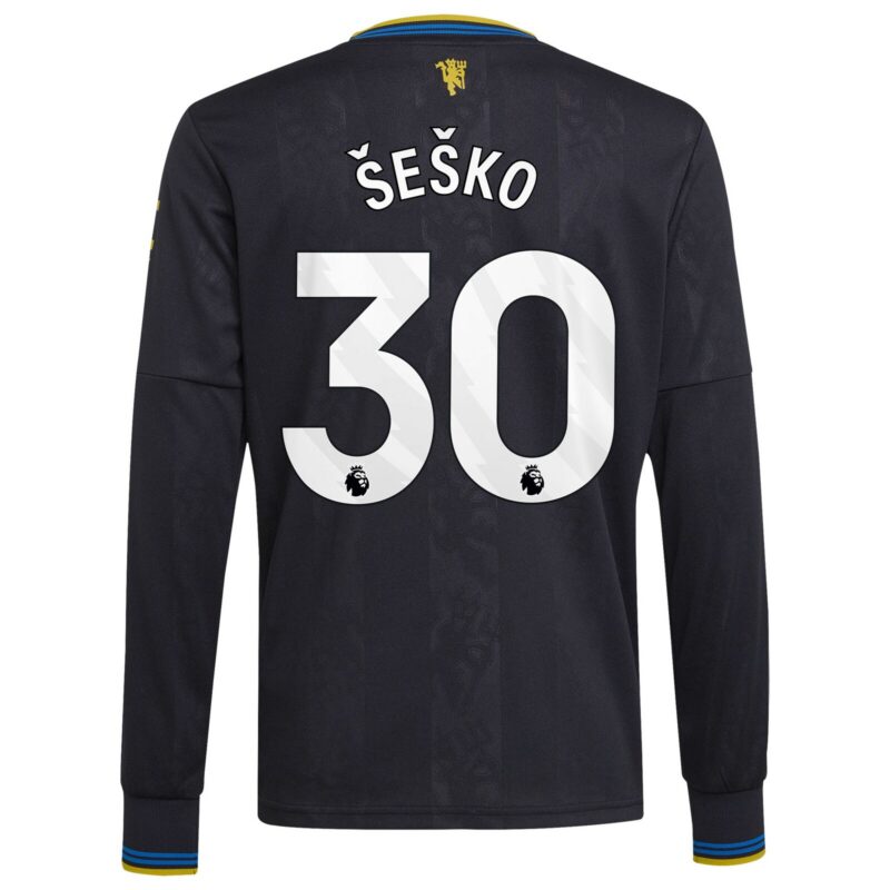 Manchester United adidas Third Shirt 2025-26 - Kids - Long Sleeve with Šeško 30 printing