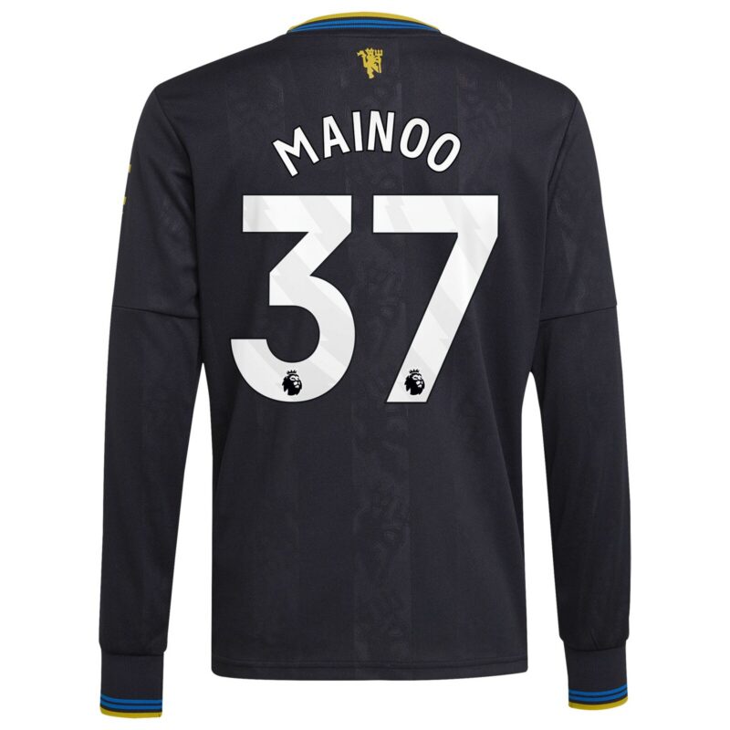 Manchester United adidas Third Shirt 2025-26 - Kids - Long Sleeve with Mainoo 37 printing