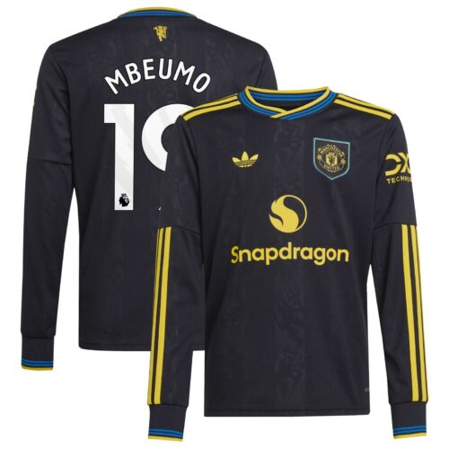 A2B image: manchester-united-adidas-third-shirt-2025-26-kids-long-sleeve-with-mbeumo-19-printing Manchester United adidas Third Shirt 2025-26 - Kids - Long Sleeve with Mbeumo 19 printing