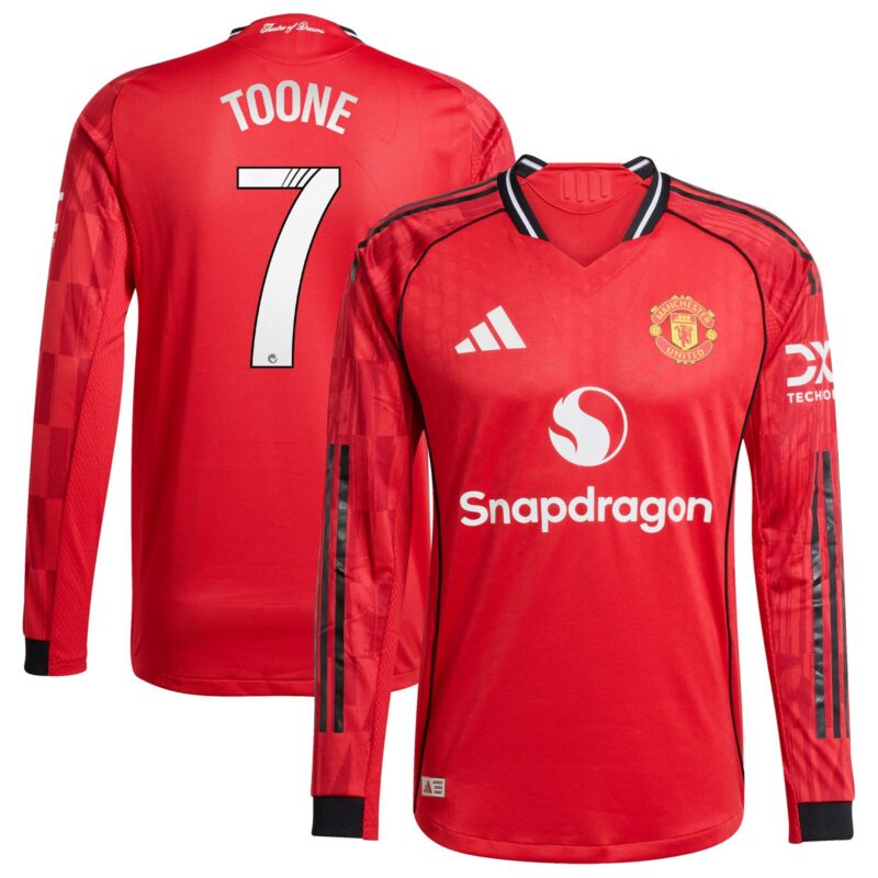 Manchester United adidas WSL Home Authentic Shirt 2025-26 - Long sleeve with Toone 7 printing