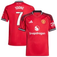 Manchester United adidas WSL Home Shirt 2025-26 - Kids with Toone 7 printing