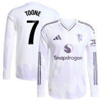 Manchester United WSL adidas Away Authentic Shirt 2025-26 - Long sleeve with Toone 7 printing