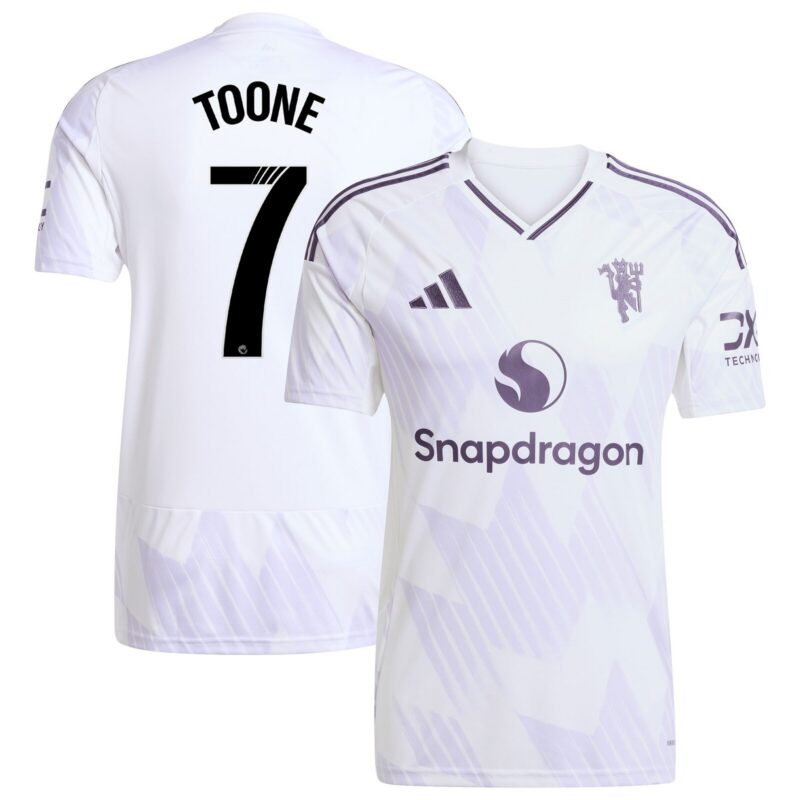 Manchester United WSL adidas Away Shirt 2025-26 with Toone 7 printing