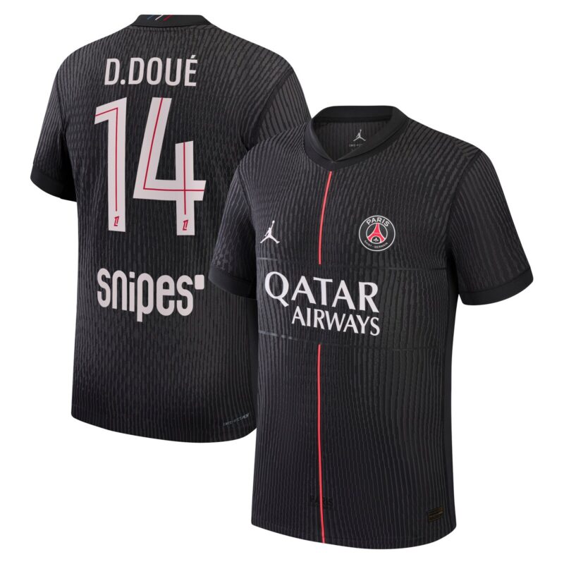 PSG Jordan Fourth Dri-FIT ADV Match Shirt 2025-26 with D.Doué 14 printing