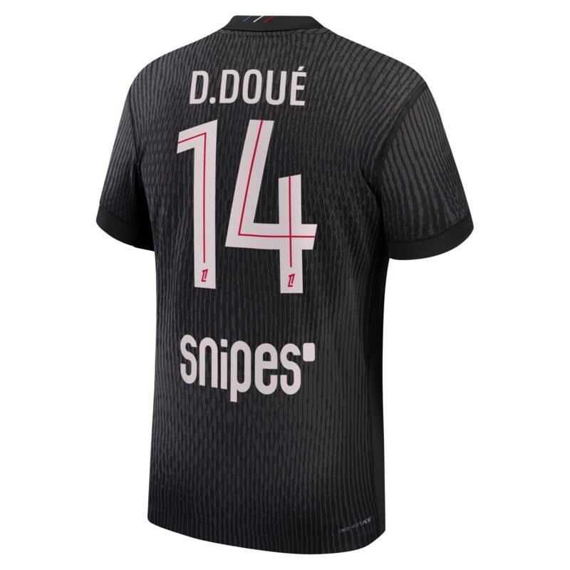 PSG Jordan Fourth Dri-FIT ADV Match Shirt 2025-26 with D.Doué 14 printing