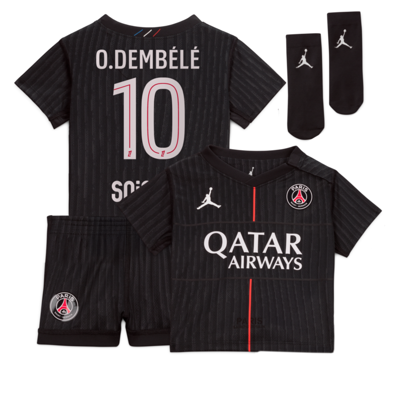 PSG Jordan Fourth Stadium Kit 2025-26 - Infants with O.Dembélé 10 printing