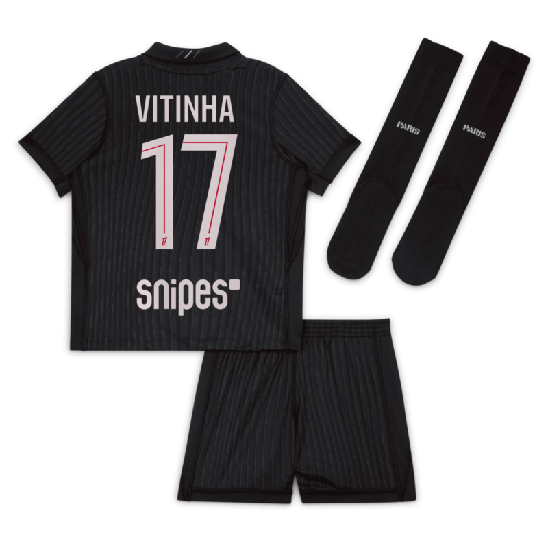 PSG Jordan Fourth Stadium Kit 2025-26 - Little Kids with Vitinha 17 printing