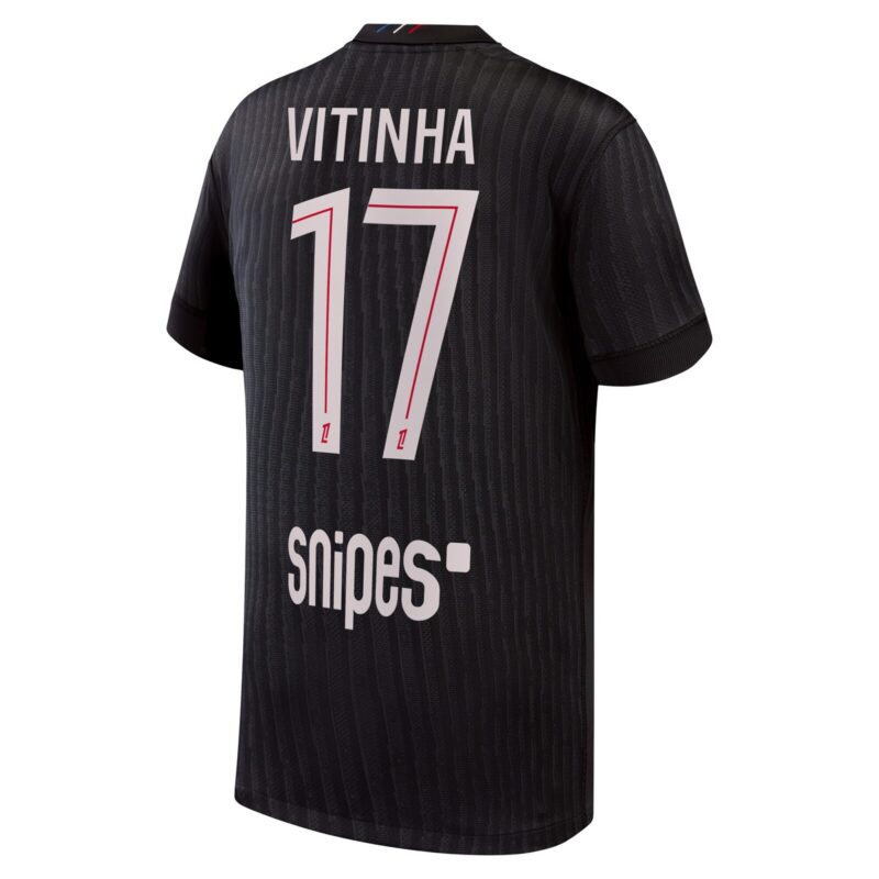 PSG Jordan Fourth Stadium Shirt 2025-26 - Kids with Vitinha 17 printing