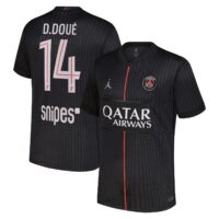 PSG Jordan Fourth Stadium Shirt 2025-26 with D.Doué 14 printing