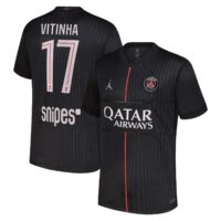 PSG Jordan Fourth Stadium Shirt 2025-26 with Vitinha 17 printing