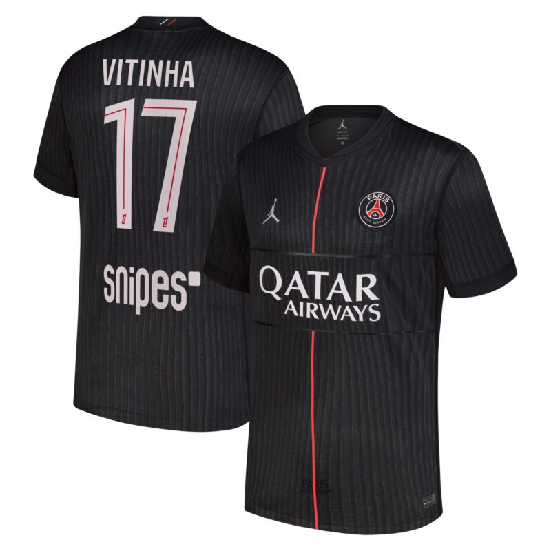 PSG Jordan Fourth Stadium Shirt 2025-26 with Vitinha 17 printing