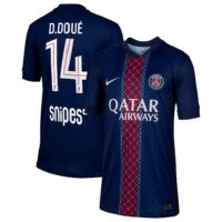 PSG Nike Home Stadium Shirt 2025-26 - Kids with D. Doué 14 printing