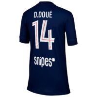 PSG Nike Home Stadium Shirt 2025-26 - Kids with D. Doué 14 printing