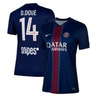 PSG Nike Home Stadium Shirt 2025-26 - Womens with D. Doué 14 printing