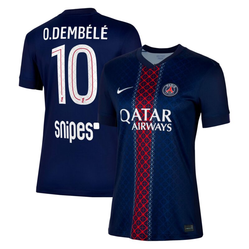 A2B image: psg-nike-home-stadium-shirt-2025-26-womens-with-o-dembele-10-printing PSG Nike Home Stadium Shirt 2025-26 - Womens with O. Dembélé 10 printing