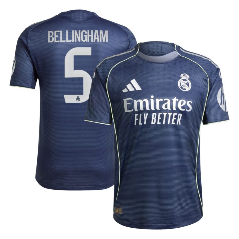 Real Madrid adidas Away Authentic Shirt 2025-26 with Bellingham 5 printing