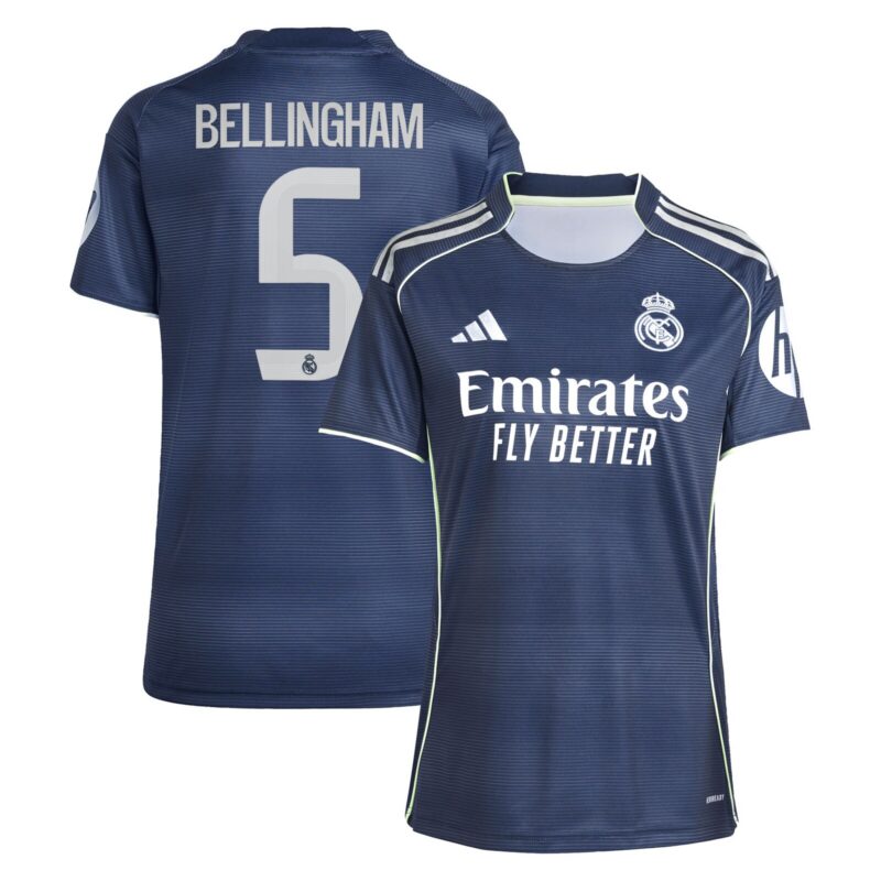 A2B image: real-madrid-adidas-away-shirt-2025-26-womens-with-bellingham-5-printing Real Madrid adidas Away Shirt 2025-26 - Womens with Bellingham 5 printing