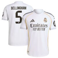 Real Madrid adidas Home Authentic Shirt 2025-26 with Bellingham 5 printing