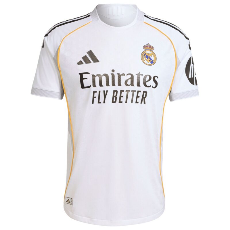 Real Madrid adidas Home Authentic Shirt 2025-26 with Vini Jr. 7 printing