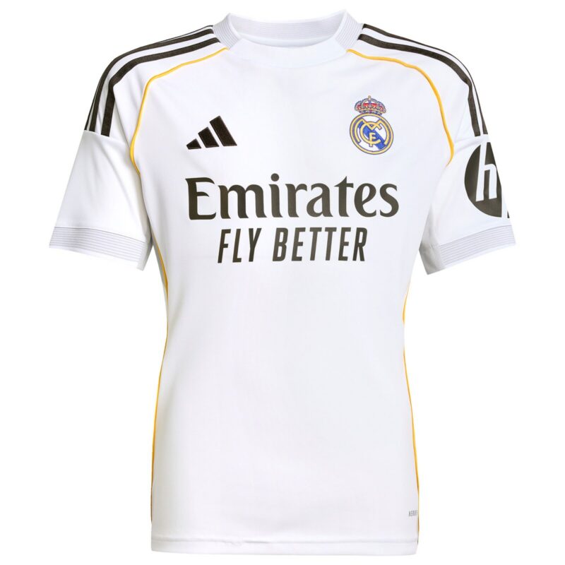Real Madrid adidas Home Shirt 2025-26 - Kids with Bellingham 5 printing