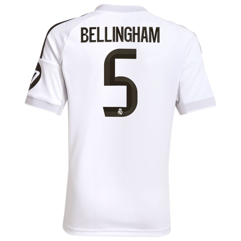 Real Madrid adidas Home Shirt 2025-26 - Kids with Bellingham 5 printing