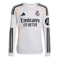 A2B image: real-madrid-adidas-home-shirt-2025-26-long-sleeve-kids Real Madrid adidas Home Shirt 2025-26 - Long Sleeve - Kids