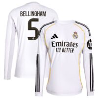 A2B image: real-madrid-adidas-home-shirt-2025-26-long-sleeve-with-bellingham-5-printing Real Madrid adidas Home Shirt 2025-26 - Long Sleeve with Bellingham 5 printing