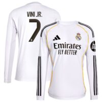 Real Madrid adidas Home Shirt 2025-26 - Long Sleeve with Vini Jr. 7 printing