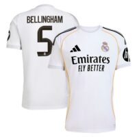 Real Madrid adidas Home Shirt 2025-26 with Bellingham 5 printing