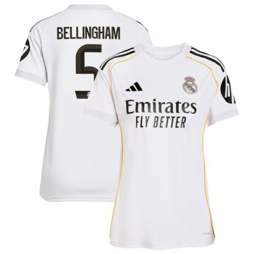 A2B image: real-madrid-adidas-home-shirt-2025-26-womens-with-bellingham-5-printing Real Madrid adidas Home Shirt 2025-26 - Womens with Bellingham 5 printing