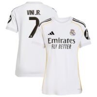 A2B image: real-madrid-adidas-home-shirt-2025-26-womens-with-vini-jr-7-printing Real Madrid adidas Home Shirt 2025-26 - Womens with Vini Jr. 7 printing