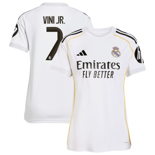 A2B image: real-madrid-adidas-home-shirt-2025-26-womens-with-vini-jr-7-printing Real Madrid adidas Home Shirt 2025-26 - Womens with Vini Jr. 7 printing