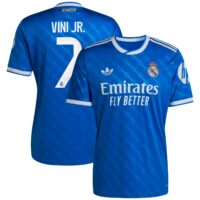 A2B image: real-madrid-adidas-third-shirt-2025-26-with-vini-jr-7-printing Real Madrid adidas Third Shirt 2025-26 with Vini Jr. 7 printing